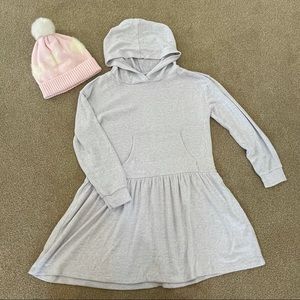 Gymboree Coziest Gray Hooded Dress & NWT Hat 7 8